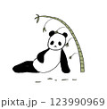 座るパンダと笹のイラスト 123990969