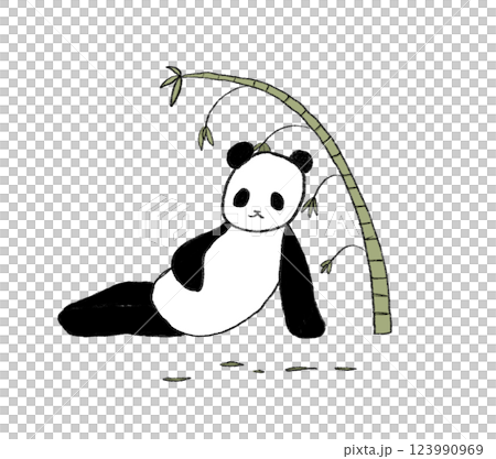 Sitting panda and bamboo illustration Sitting panda and bamboo illustration 123990969