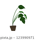 観葉植物のシンプルイラスト 123990971
