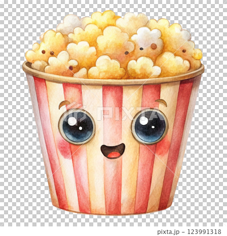 Popcorn Lover Day Kawaii Minimal Watercolor 123991318