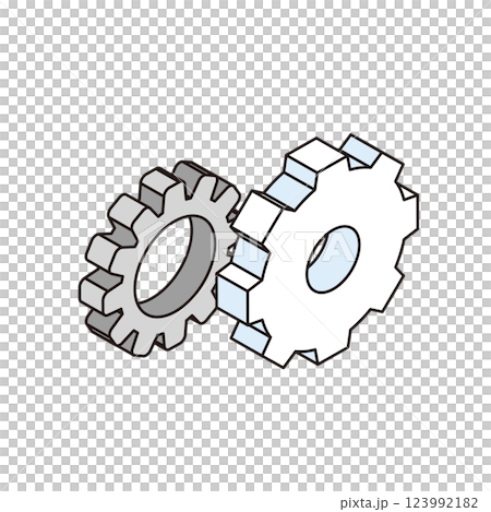 Illustration of gears in isometric composition 123992182