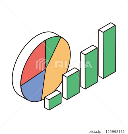 アイソメトリック構図のグラフのイラスト アイソメトリック構図のグラフのイラスト 123992183