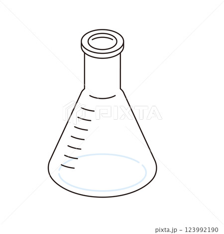 アイソメトリック構図の三角フラスコのイラスト 123992190