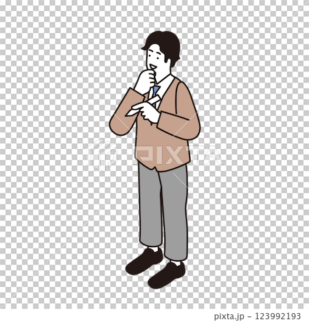 等距構圖中一位男學生拿著筆的插圖 123992193