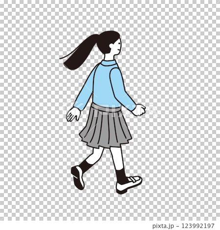 等距構圖中的高中女生背影插圖 等距構圖中的高中女生背影插圖 123992197