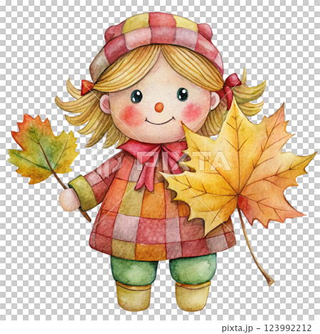 Rag doll Holding the national flower Clipart Watercolor Rag doll Holding the national flower Clipart Watercolor 123992212