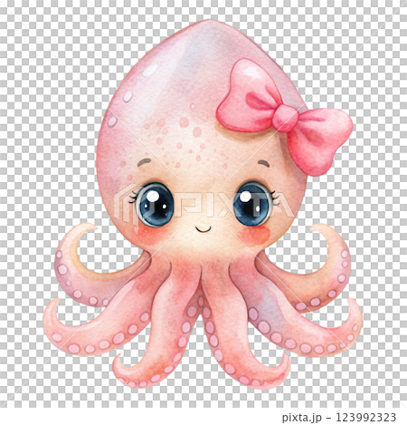 Underwater animals kawaii watercolor 123992323