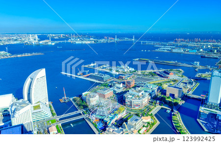 横浜風景・タイムラプス みなとみらい 横浜風景・タイムラプス みなとみらい 123992425