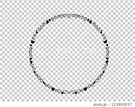 手描きのハートで囲んだ丸い円の輪のイラスト 123993037