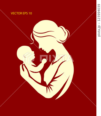 Loving mother holding baby silhouette vector illustration 123994039