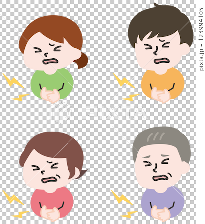 腹痛に苦しむ人物 123994105