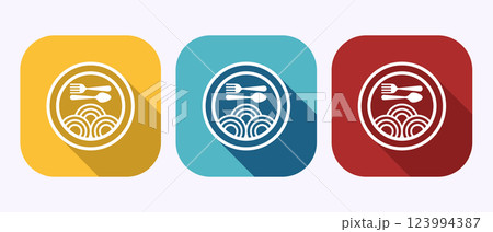 Eating icon button design illustration. Fork, spoon, restaurant icon in shadow button design 123994387
