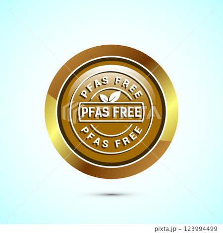PFAS free icon design illustration, PFAS free label, badge. Proper nutrition. Button design PFAS free icon design illustration, PFAS free label, badge. Proper nutrition. Button design 123994499