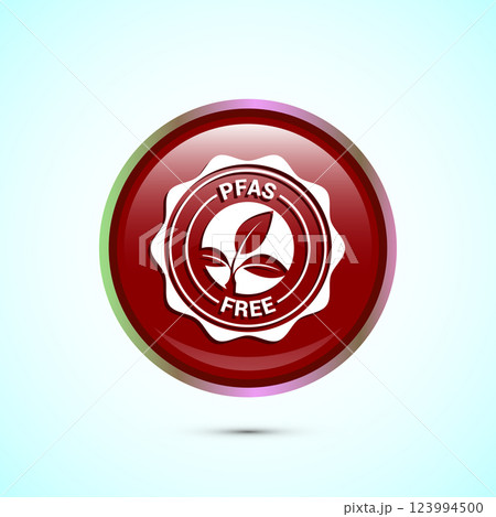 PFAS free icon design illustration, PFAS free label, badge. Proper nutrition. Button design  123994500