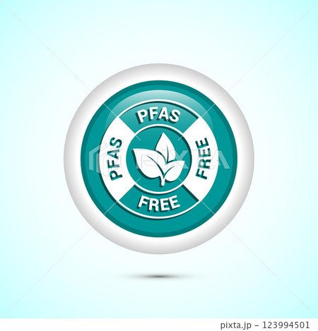 PFAS free icon design illustration, PFAS free label, badge. Proper nutrition. Button design  123994501