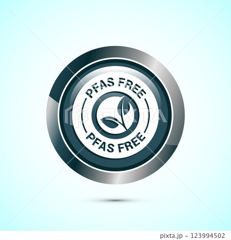 PFAS free icon design illustration, PFAS free label, badge. Proper nutrition. Button design  123994502
