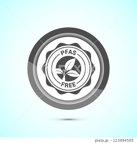 PFAS free icon design illustration, PFAS free label, badge. Proper nutrition. Button design  123994505