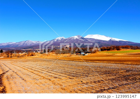 2月の冠雪の浅間山 信州の山々 信州に風景 2月の冠雪の浅間山 信州の山々 信州に風景 123995147