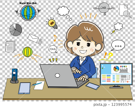 DXとABWの職場作業環境で快適に仕事をする女性 123995574