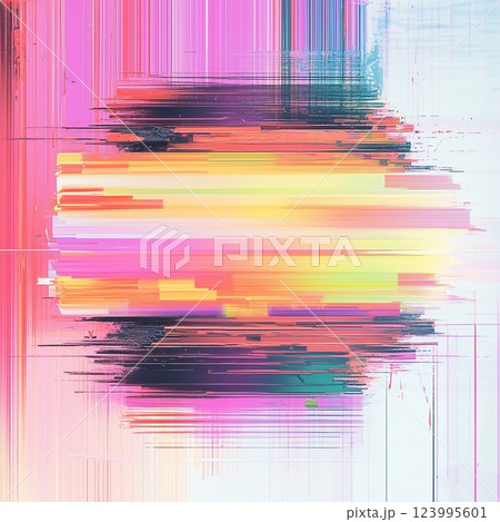 デジタルグリッチアート - カラフルな抽象的データエラー 123995601