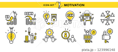 ビジネスシーンのアイコン・イラスト素材 〜やる気と成果、目標達成や人材育成などのピクトグラム〜 ビジネスシーンのアイコン・イラスト素材 〜やる気と成果、目標達成や人材育成などのピクトグラム〜 123996148