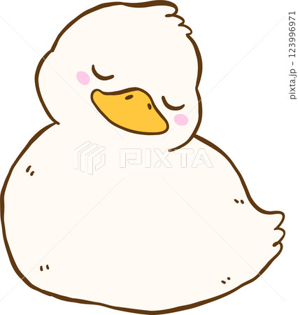Cute Cartoon White Duck Sleeping Hand Drawn Doodle Cute Cartoon White Duck Sleeping Hand Drawn Doodle 123996971