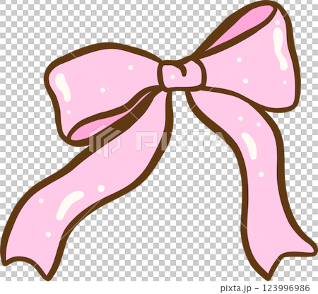 Cute Pink Ribbon Bow Hand Drawn Cute Pink Ribbon Bow Hand Drawn 123996986