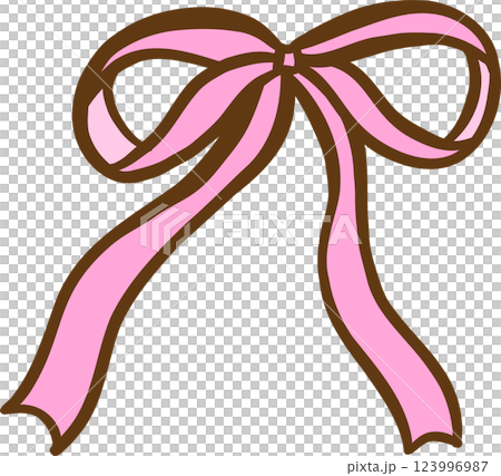Cute Pink Ribbon Bow Hand Drawn Decorative Cute Pink Ribbon Bow Hand Drawn Decorative 123996987