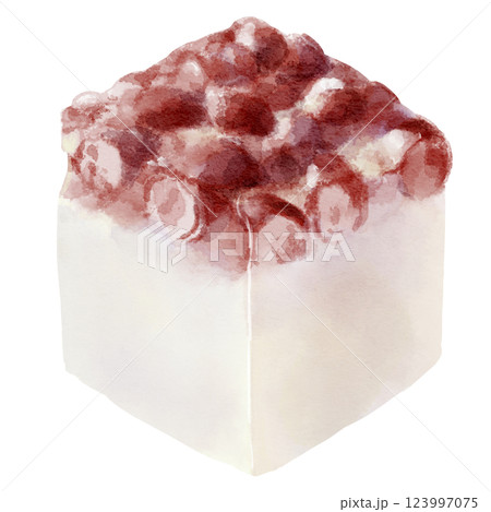和菓子の水無月の水彩イラスト(白・正方形) 和菓子の水無月の水彩イラスト(白・正方形) 123997075