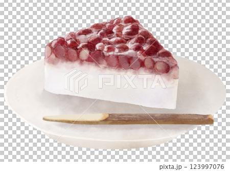 お皿に乗った和菓子の水無月の水彩イラスト(プレーン・白) 123997076
