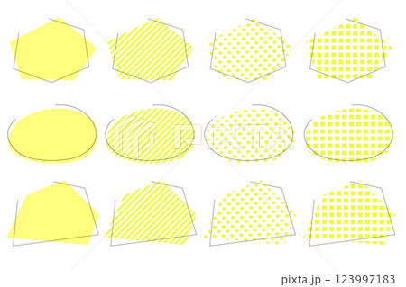 シンプルな黄色のフレームイラストセット シンプルな黄色のフレームイラストセット 123997183