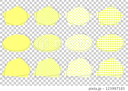 シンプルな黄色のフレームイラストセット シンプルな黄色のフレームイラストセット 123997183