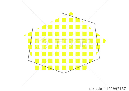 シンプルな黄色の格子柄のフレームイラスト 123997187