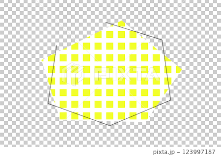 シンプルな黄色の格子柄のフレームイラスト 123997187