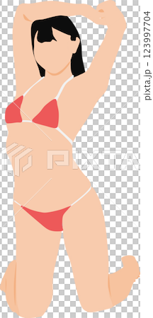 身穿泳衣的女子擺姿勢的插圖 身穿泳衣的女子擺姿勢的插圖 123997704