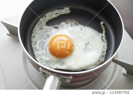 フライパンで目玉焼き フライパンで目玉焼き 123997792
