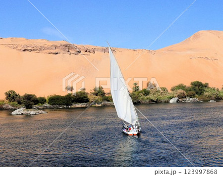 My Felucca, Old Egyptian Sailboat, Ride Down The Nile 123997868