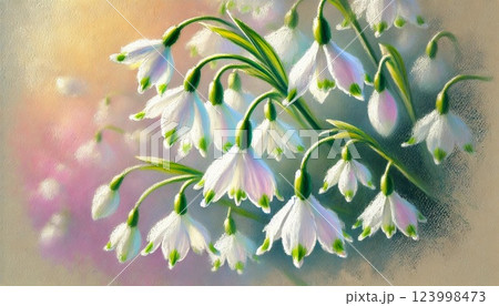 スノーフレークのアップ（パステル画 123998473