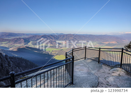 Scenic alpine outback view from Bents Lookout points at Mount Buffalo National park, Victoria Australia Scenic alpine outback view from Bents Lookout points at Mount Buffalo National park, Victoria Australia 123998734