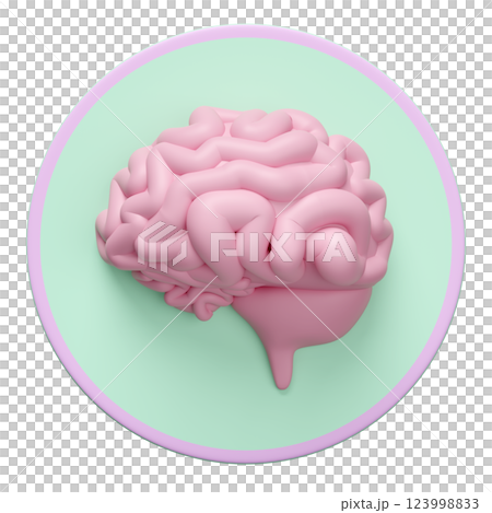 3d pink brain icon isolated 3d illustration render 123998833