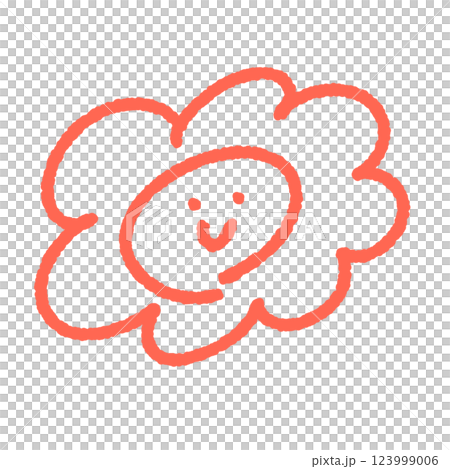 手繪可愛微笑花丸標記，朱紅色 123999006