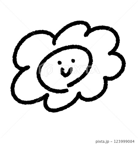 手描きの可愛い笑顔のはなまるマーク モノクロ 手描きの可愛い笑顔のはなまるマーク モノクロ 123999084