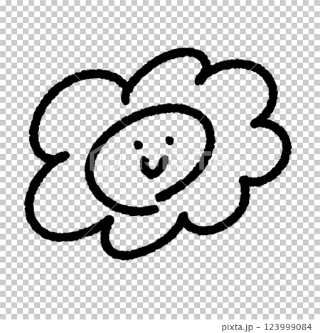 手描きの可愛い笑顔のはなまるマーク モノクロ 手描きの可愛い笑顔のはなまるマーク モノクロ 123999084