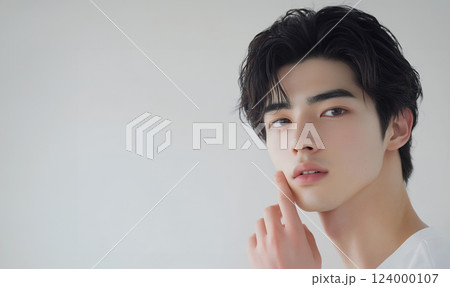 肌が気になる若い男性 AI 124000107