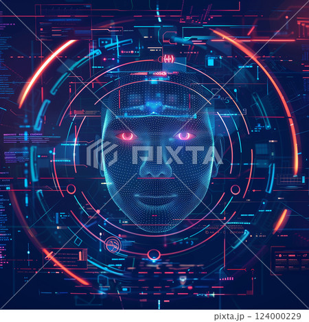 デジタルセキュリティのイメージ 顔認証 デジタルセキュリティのイメージ 顔認証 124000229
