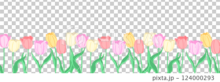Vector illustration of a pastel colored tulip field 124000293