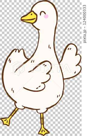 Cute Silly Goose Happy Dancing Bump Cartoon Hand Drawn Doodle Cute Silly Goose Happy Dancing Bump Cartoon Hand Drawn Doodle 124000333