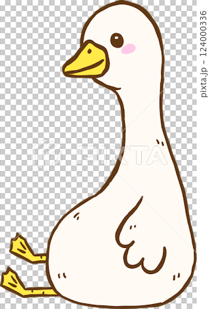 Cute Silly Goose Sitting Fat Cartoon Hand Drawn Doodle Cute Silly Goose Sitting Fat Cartoon Hand Drawn Doodle 124000336