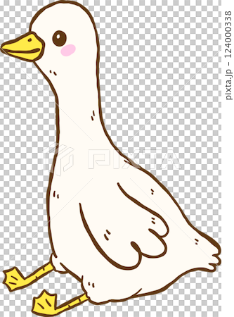 Cute Silly Goose Funny Sitting Cartoon Hand Drawn Doodle Cute Silly Goose Funny Sitting Cartoon Hand Drawn Doodle 124000338