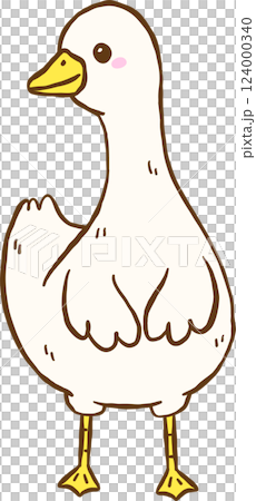 Cute Silly Goose Standing Cartoon Hand Drawn Doodle 124000340